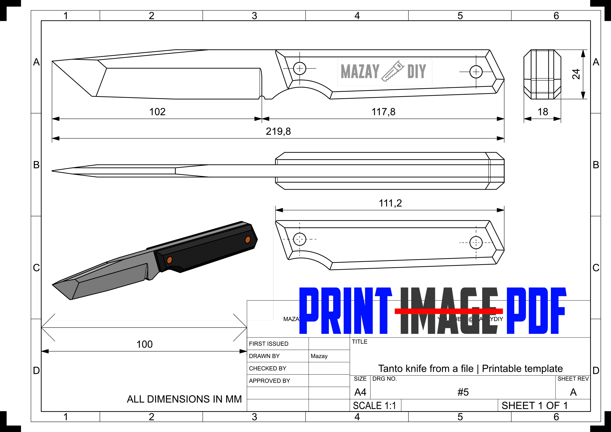 Japanese Tanto Knife 3d model