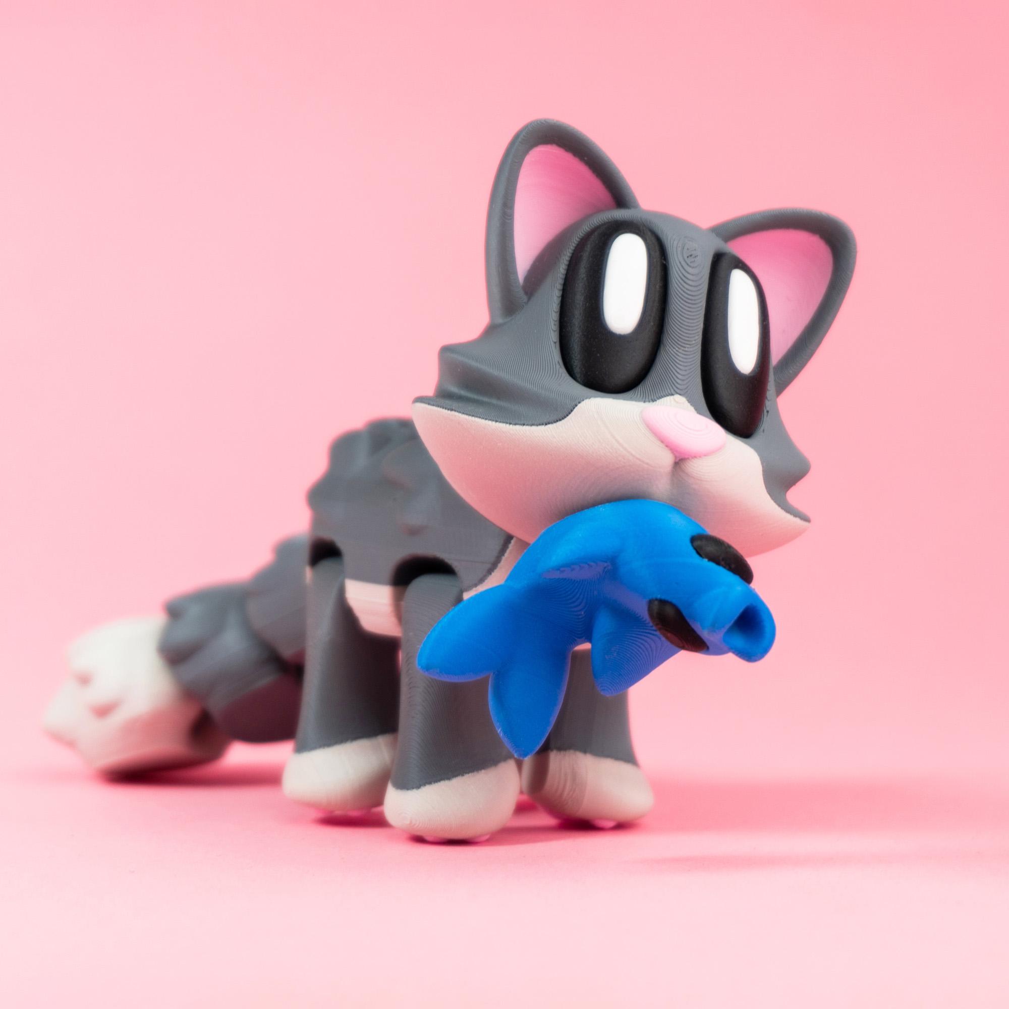 Blob Cat - Articulated Flexi Fidget Toy 3d model