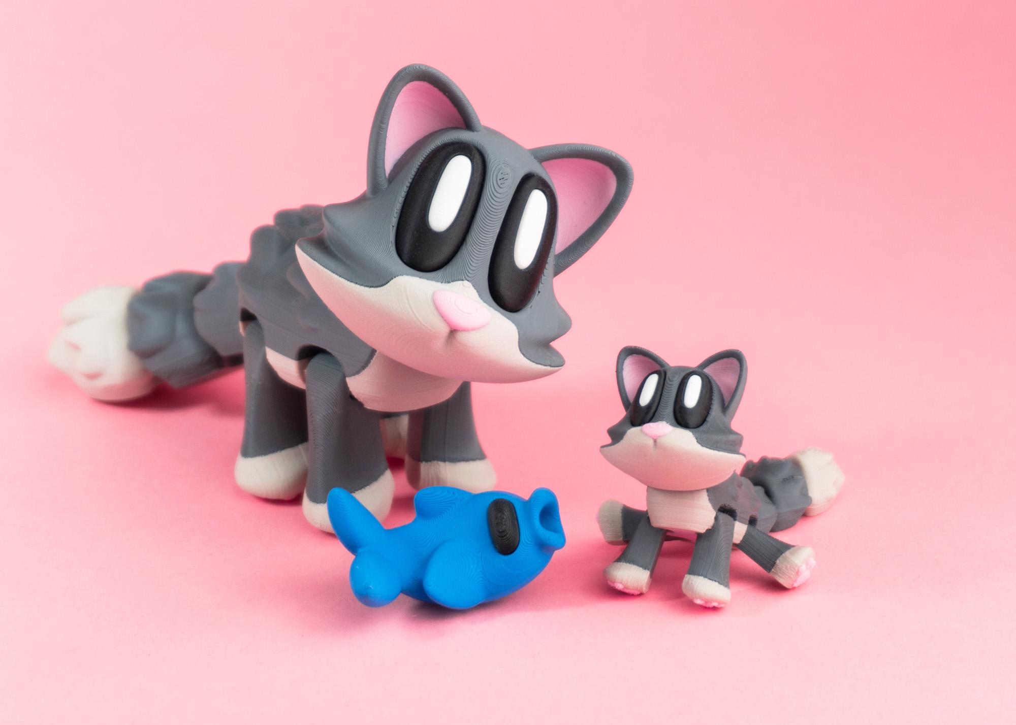 Blob Cat - Articulated Flexi Fidget Toy 3d model