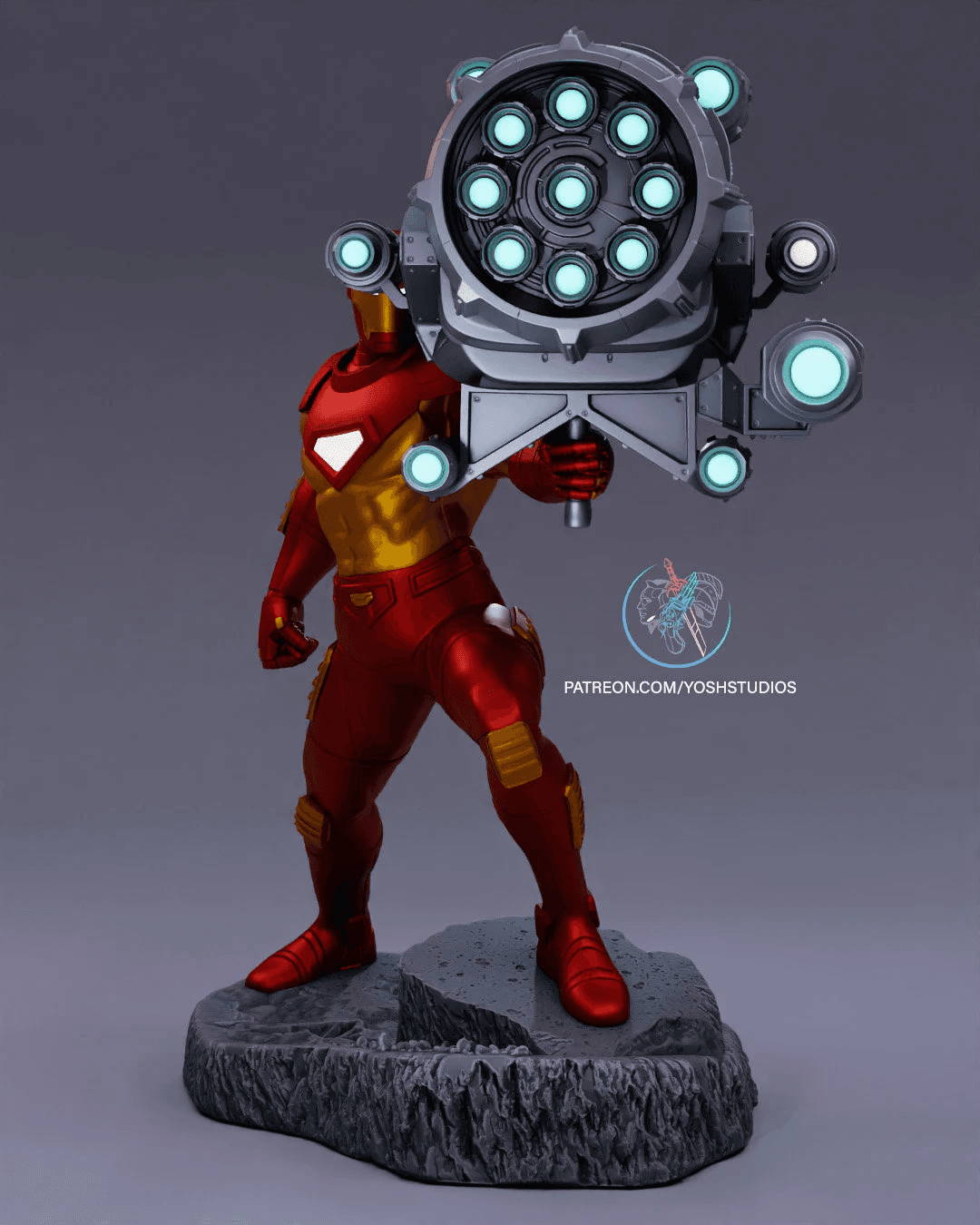 Modular Iron Man Statue 3d Print File STL Proton Cannon 3d model