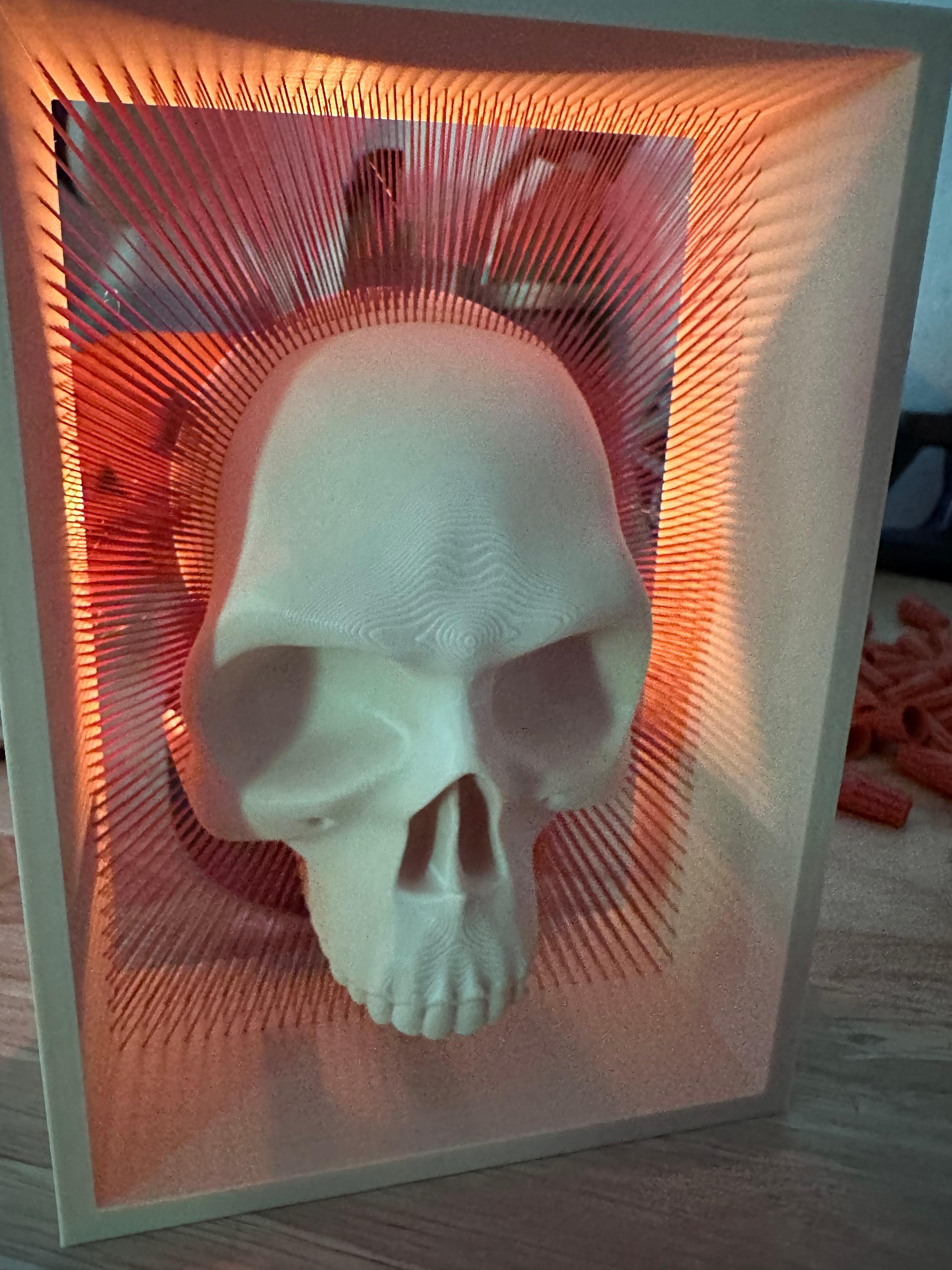 SPOOKY SKULL SHADOW BOX - STRING MODEL PAINTED FOR BAMBULAB MMU 3d model