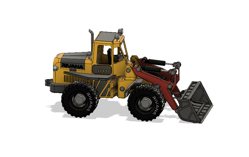 Yellow Front Loader with Movements 3d model