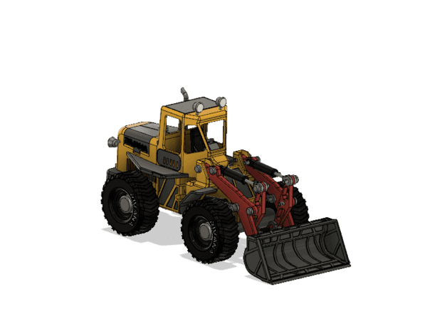 Yellow Front Loader with Movements 3d model