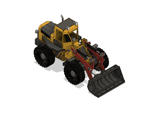 Yellow Front Loader with Movements 3d model