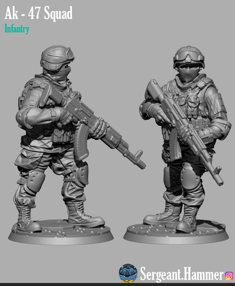 Modern Soldiers with ak 47 3d model