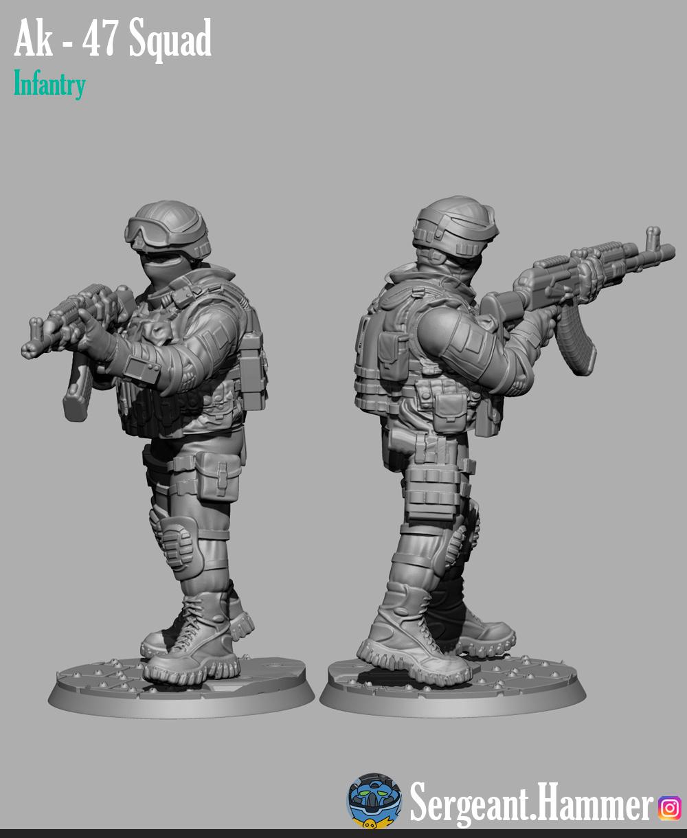 Modern Soldiers with ak 47 3d model