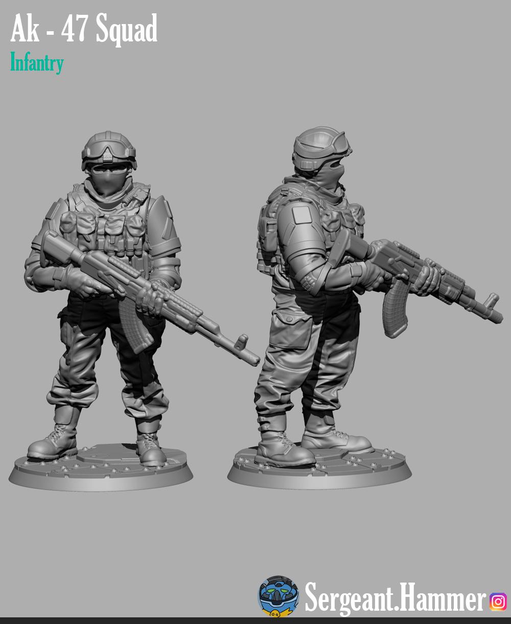 Modern Soldiers with ak 47 3d model