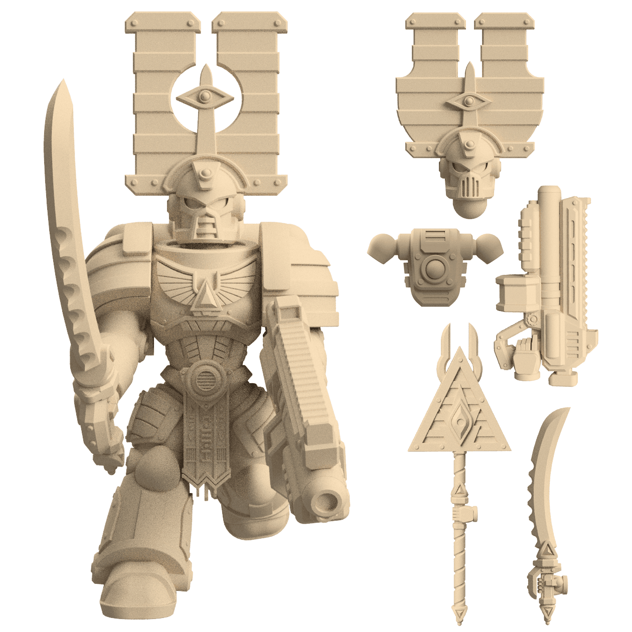 Modular 3D Printable Dune Raiser Leader Miniature for Wargaming - Customizable Tabletop Game Figure 3d model