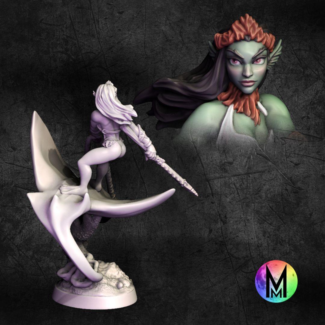 $6.87 Elf Female (Sea Elf) Manta Elven Cavalry - Mara the Elven Manta Rider Fighter (Female Manta El 3d model