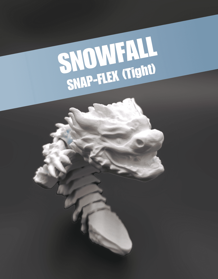 Snowfall, Winter Dragon Child - Articulated Dragon Snap-Flex Fidget (Tight Joints) 3d model