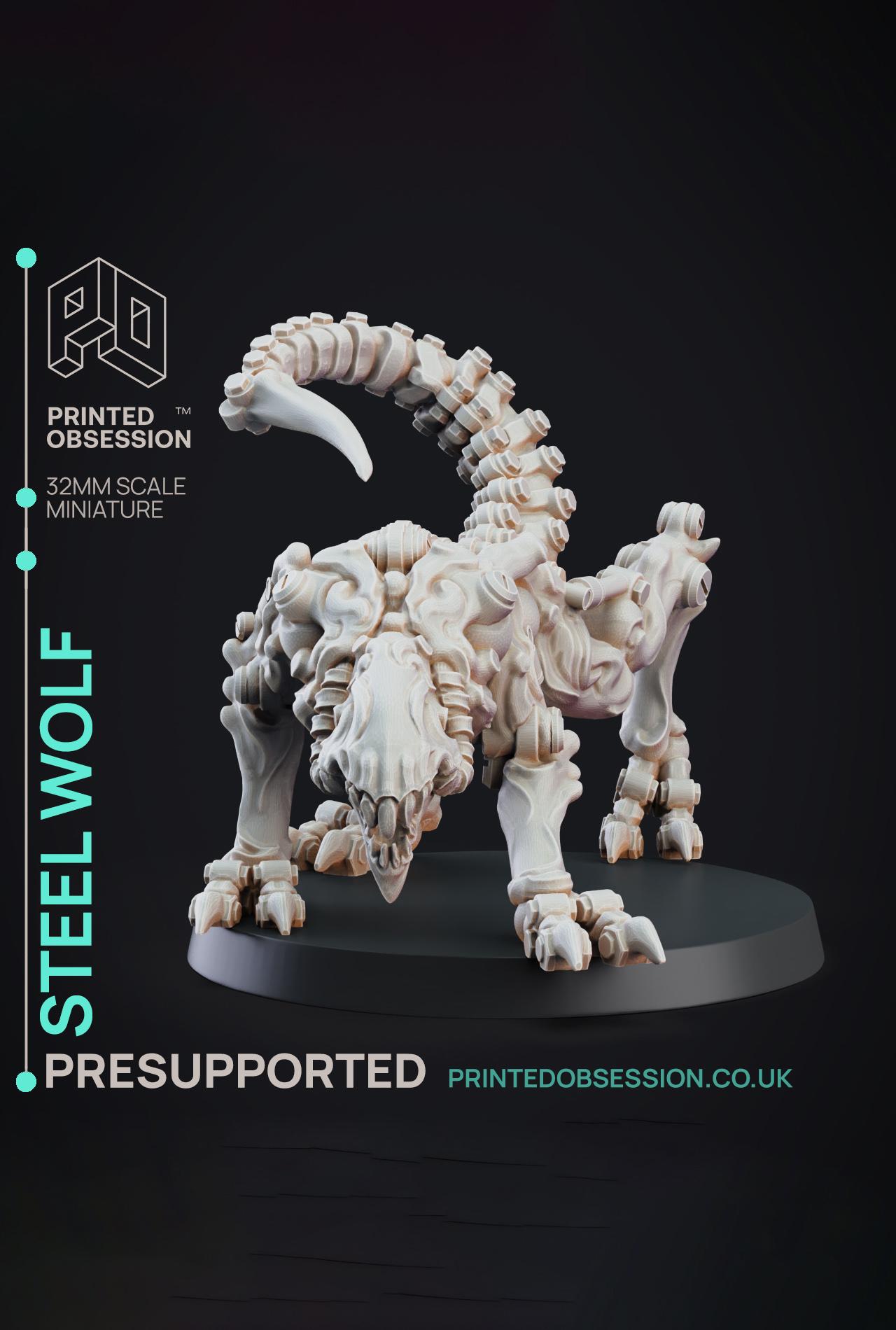 Steel Wolf - Constructs - PRESUPPORTED - Illustrated and Stats - 32mm scale 3d model