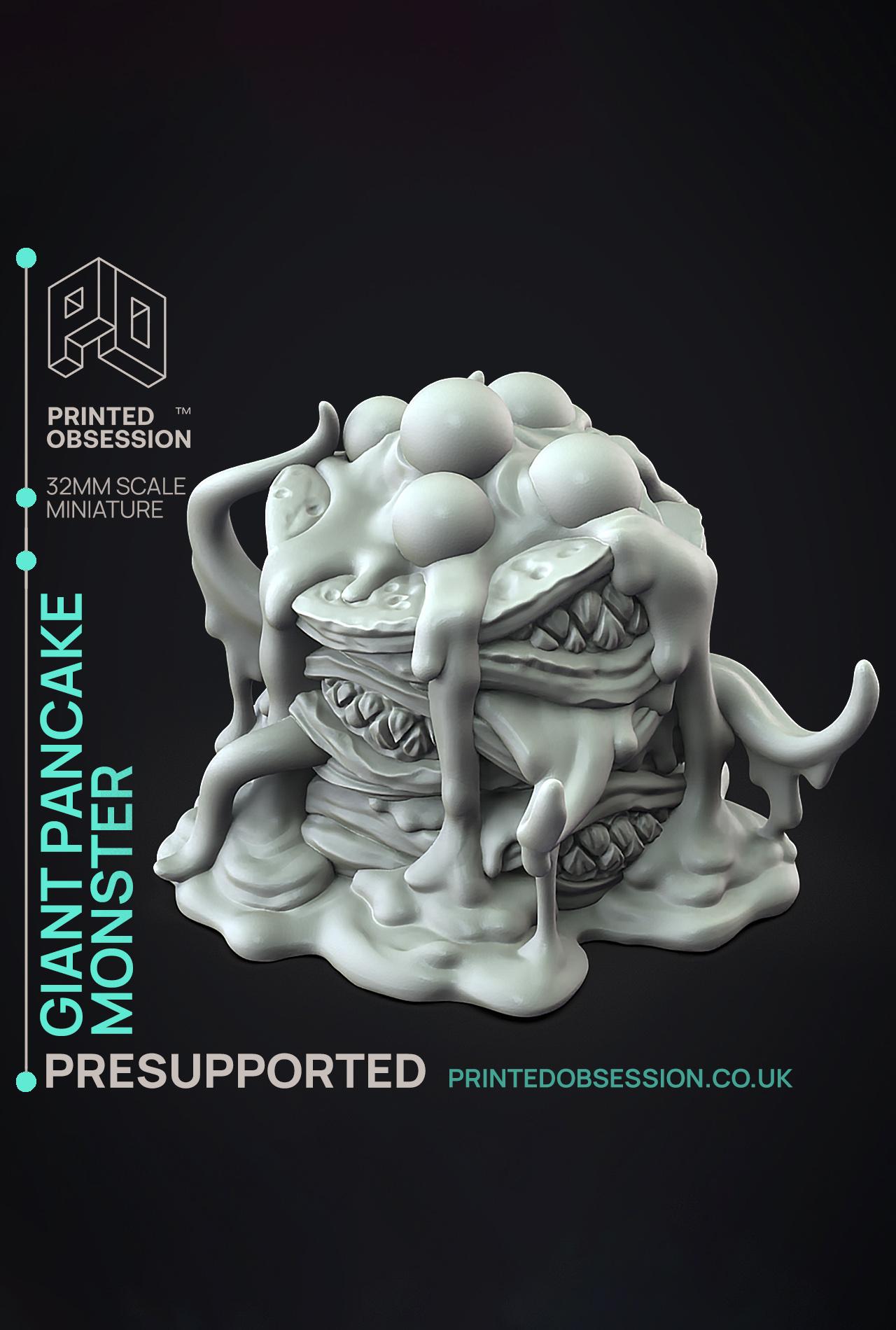 Giant Pancake Monster - Possessed Bakery - PRESUPPORTED - Illustrated and Stats - 32mm scale			 3d model