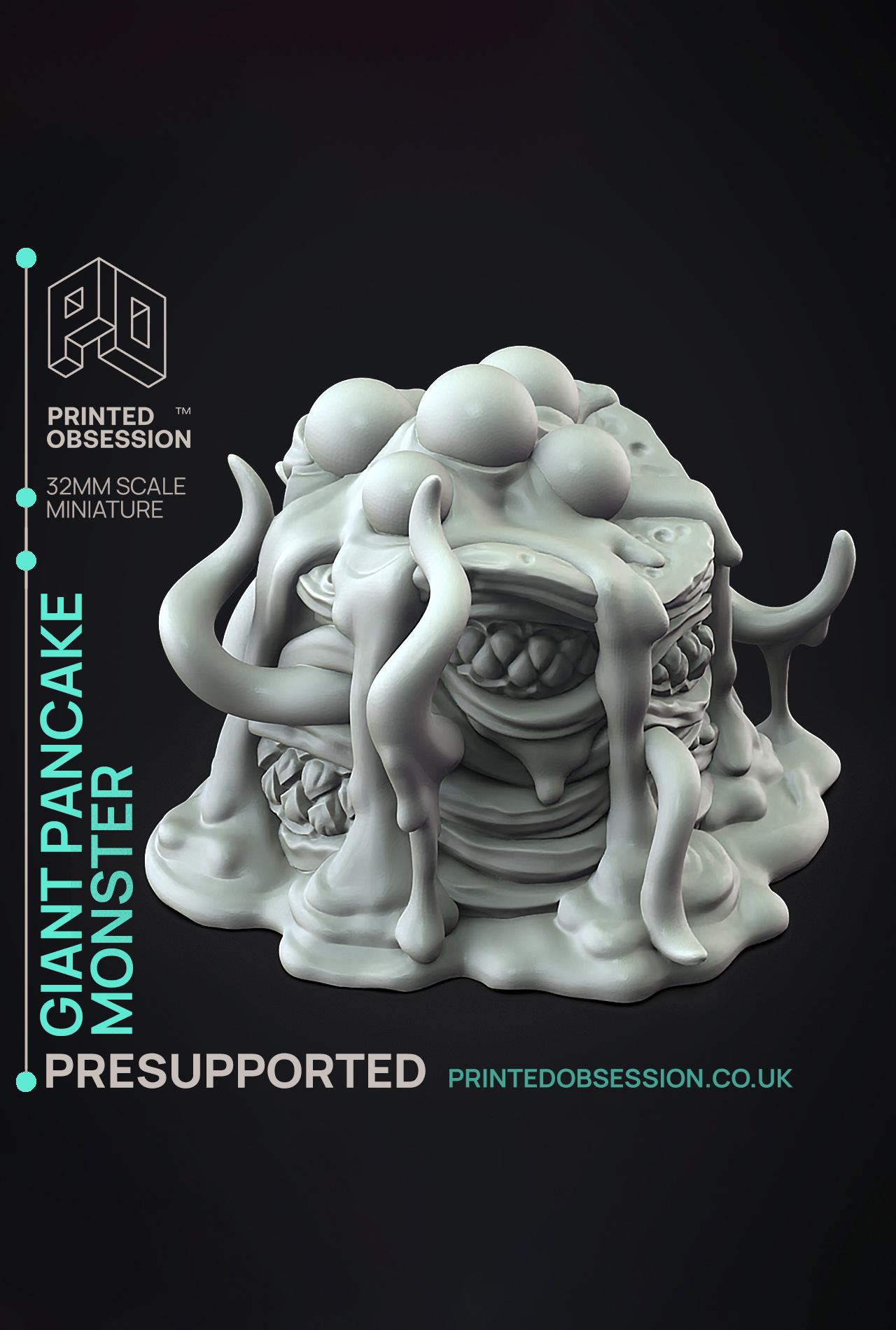 Giant Pancake Monster - Possessed Bakery - PRESUPPORTED - Illustrated and Stats - 32mm scale			 3d model