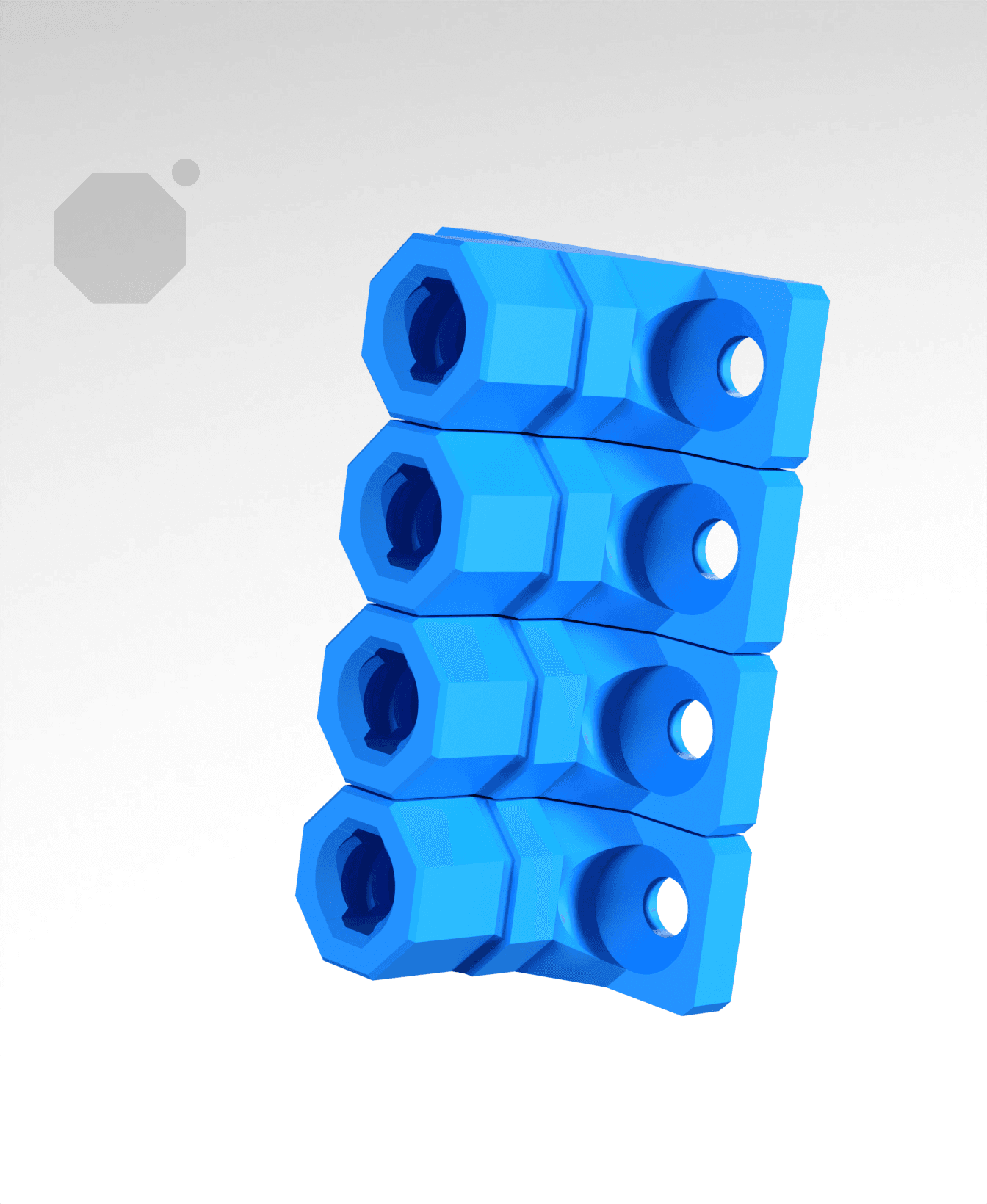 15 mm - Bolt-Lock Mount - x4 Stack 3d model