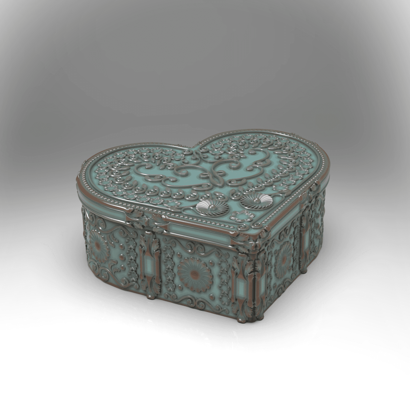 Ornate Heart Gift Box 3d model