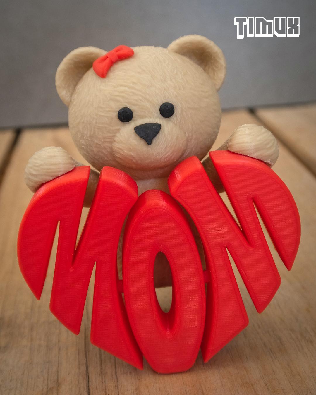 TEDDY BEAR WITH A MOM SIGN 3d model