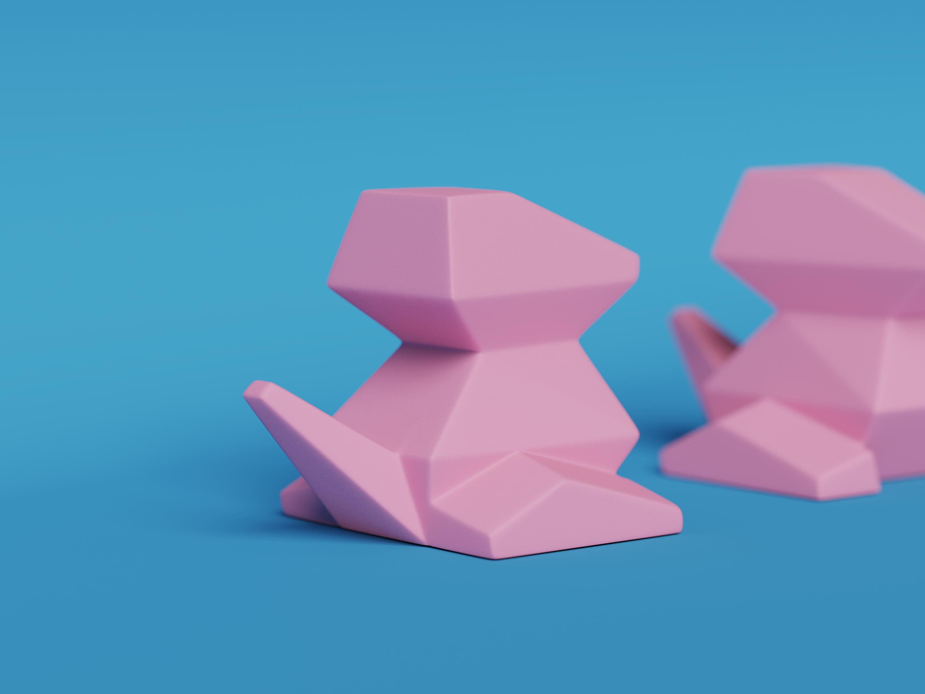 Low-poly Porygon 3d model