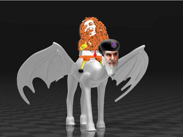 spongebob-marley riding on winged dromedar-pegasus (and flipping you off) 3d model