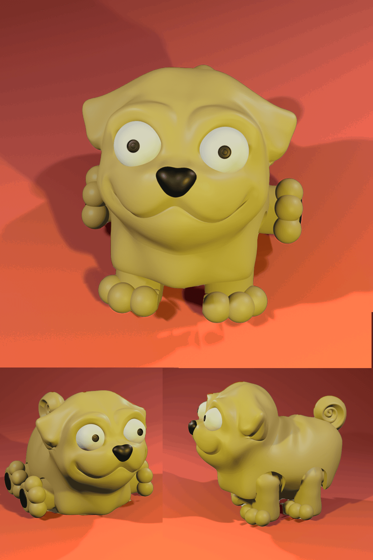 Flexi Pug - Articulated Dog Style #2 3d model