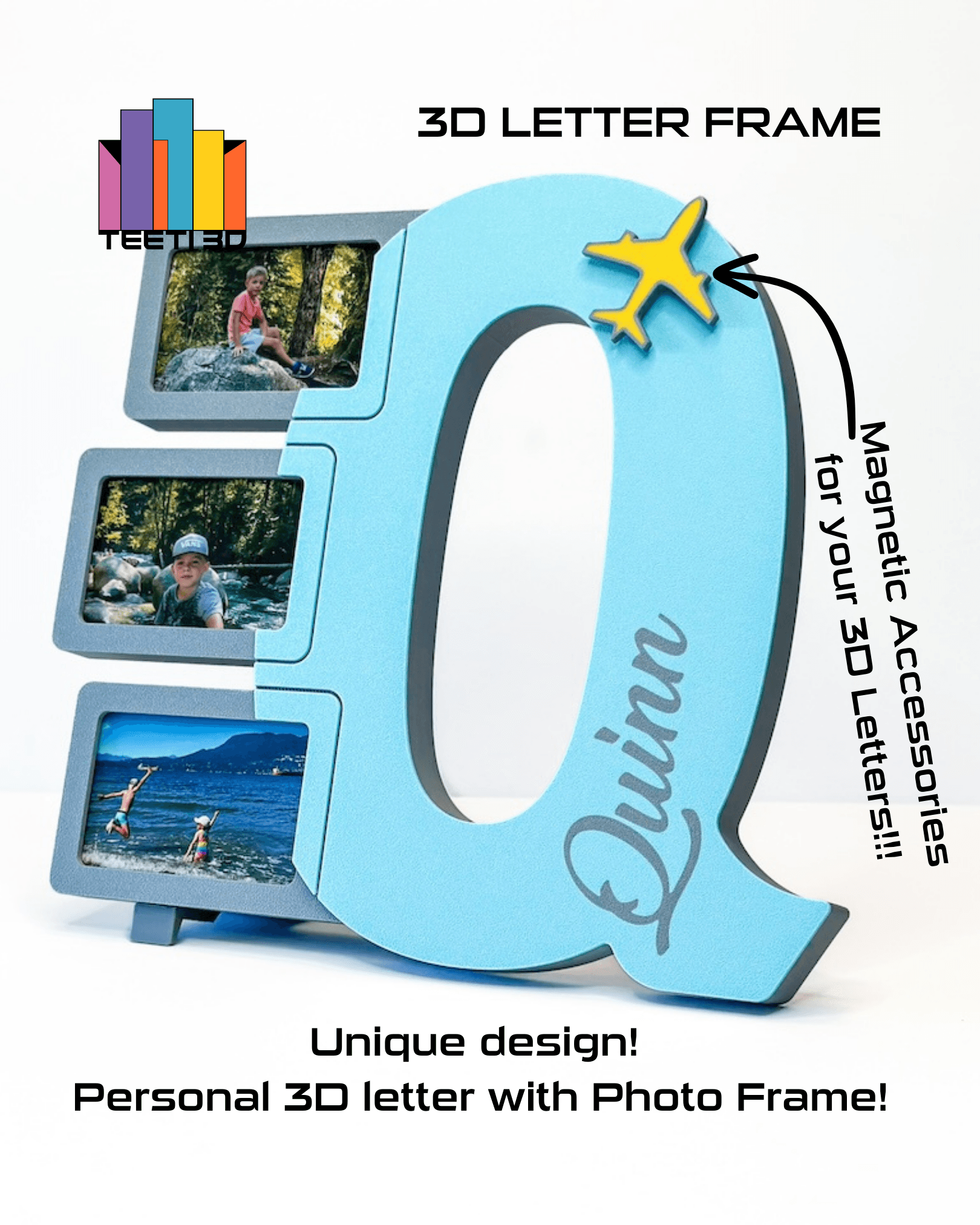 3D Letter "Q" with Photo Frame 3d model