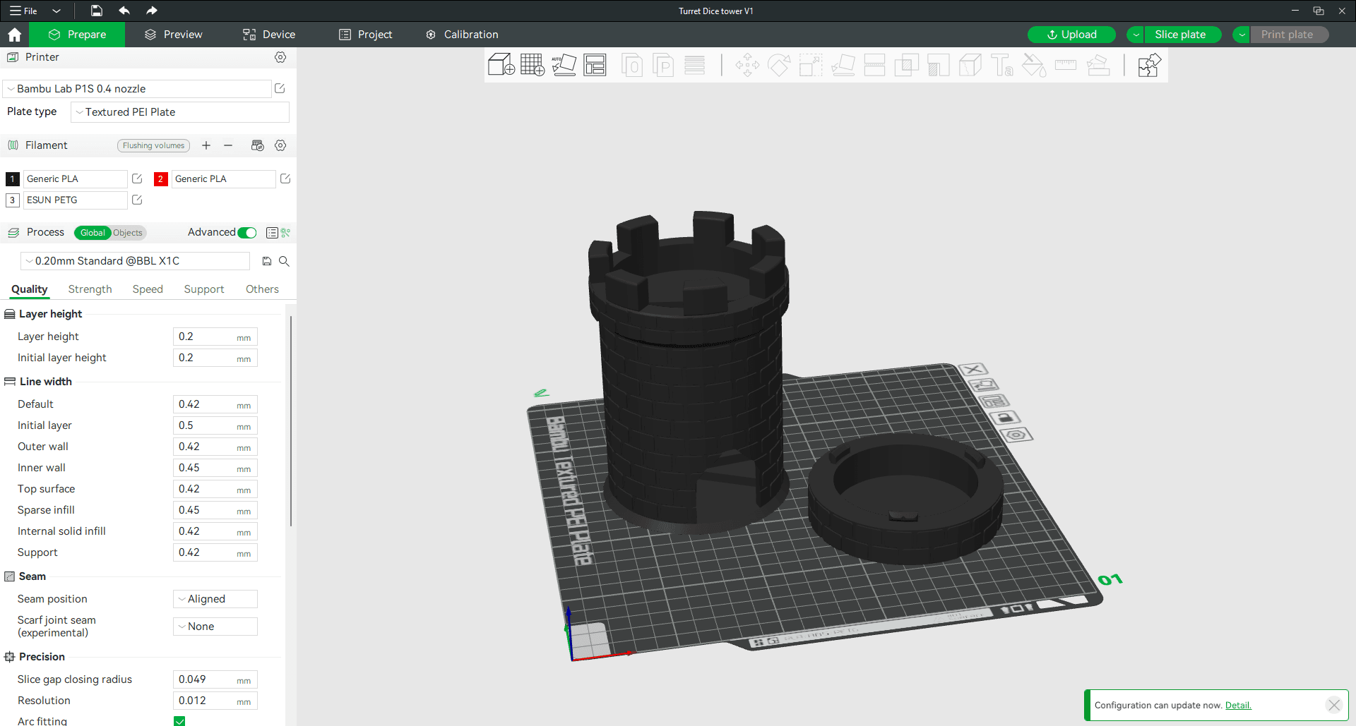 Turret Dice Tower With Hidden Storage Tray.  3d model