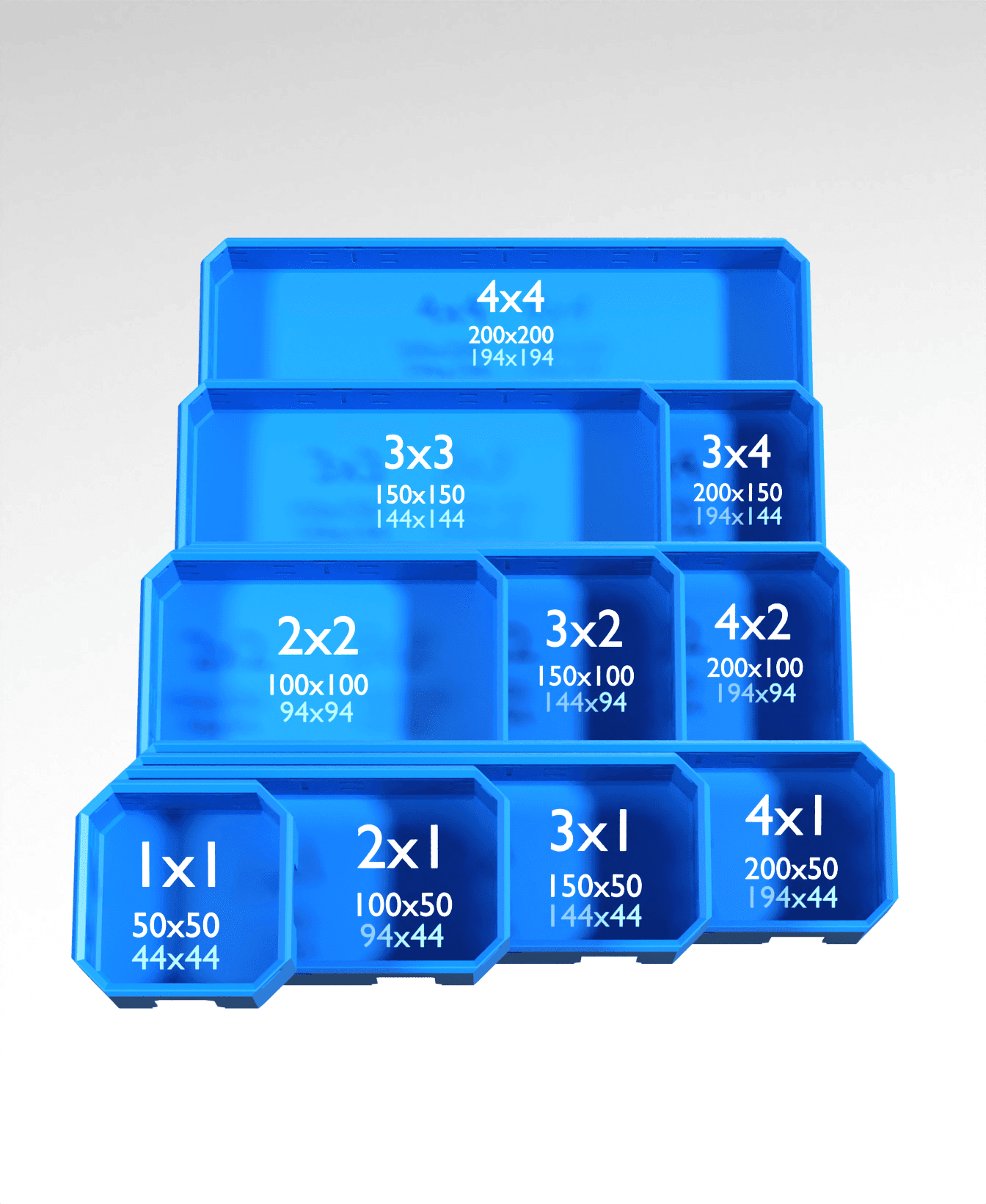 4x1x3 - Full Multipoint Rail - Multibin Shell 3d model