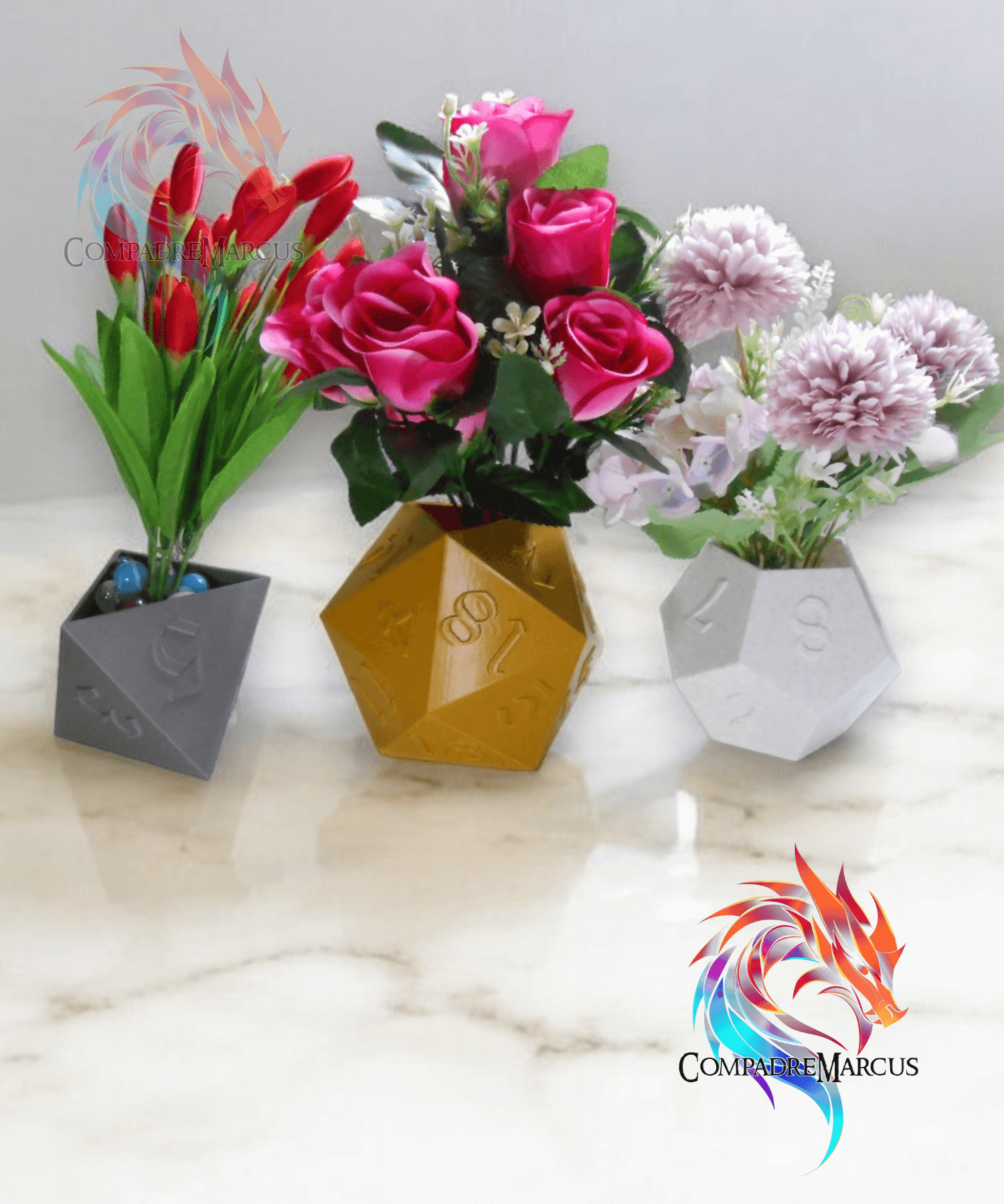 Planter dice polyhedron / Set of 3 / Easy print 3d model