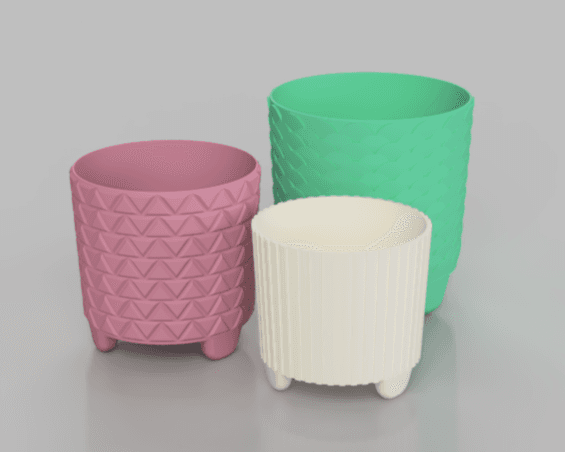 Large Stylish Plant Pot - Semicircles 3d model