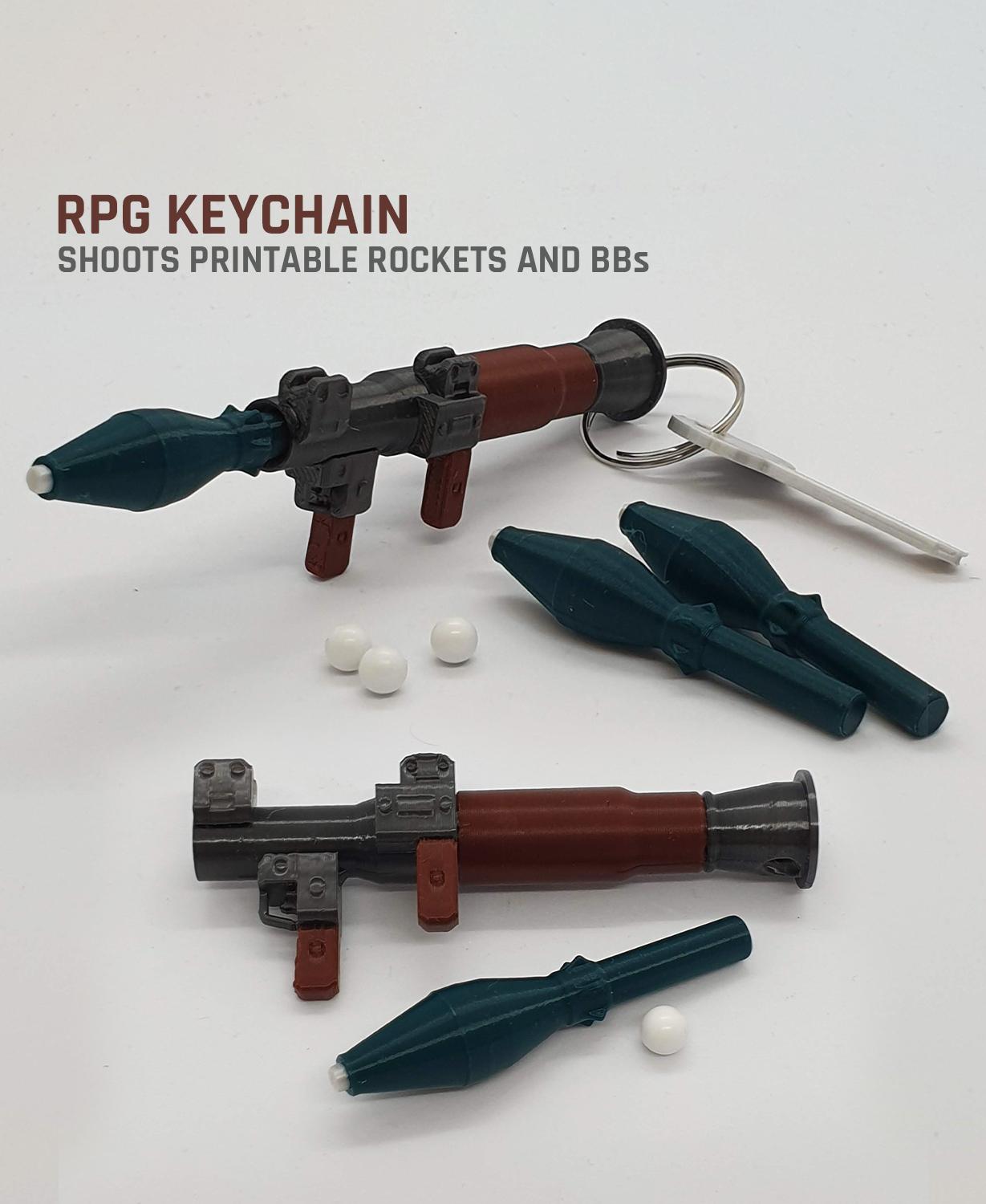 RPG Keychain — Shoots printable rockets & BBs 3d model