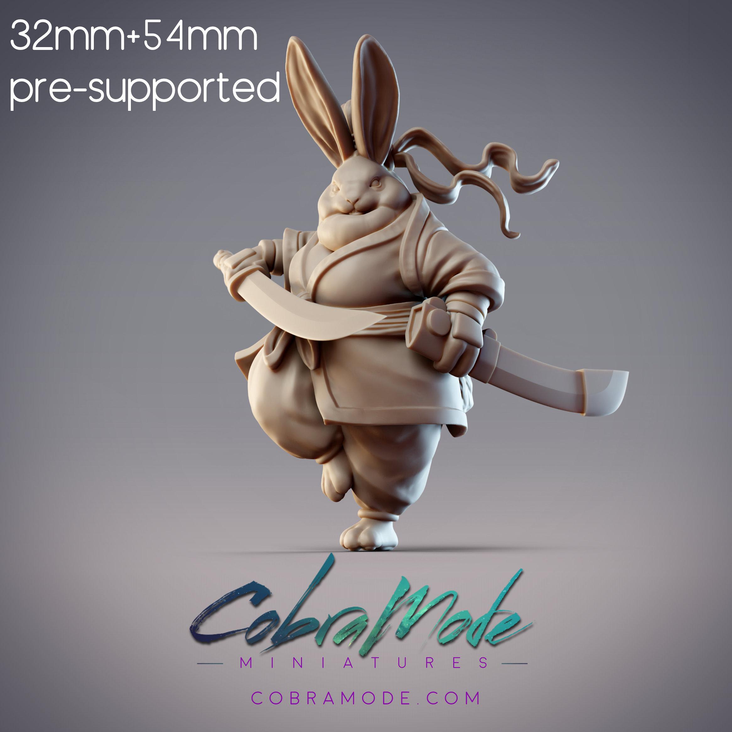 Rabbitfolk Warrior - Indigo Jade, Guanghan Swordswoman (Pre-Supported) 3d model