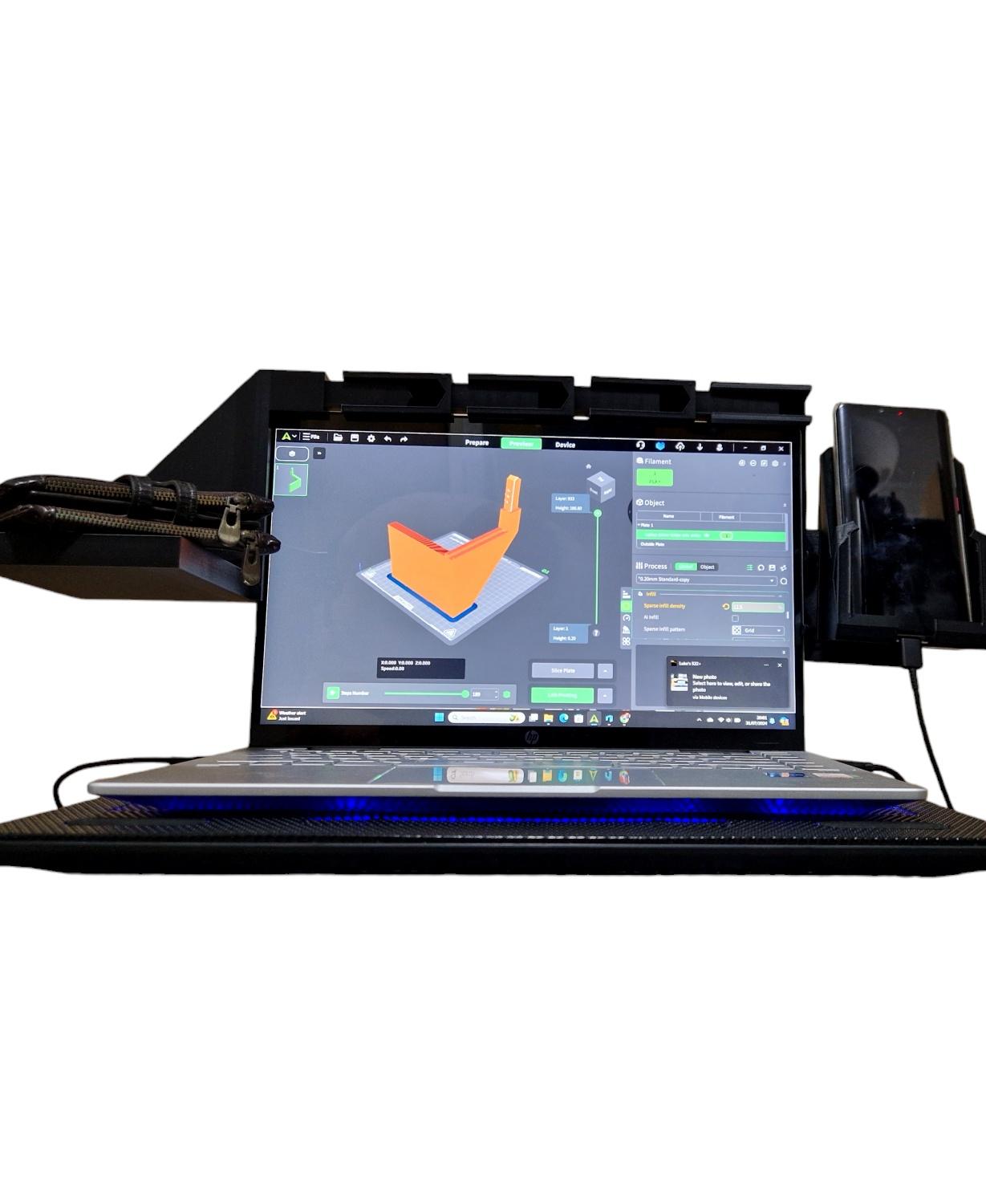 Laptop phone holder/shelf (no supports).stl 3d model