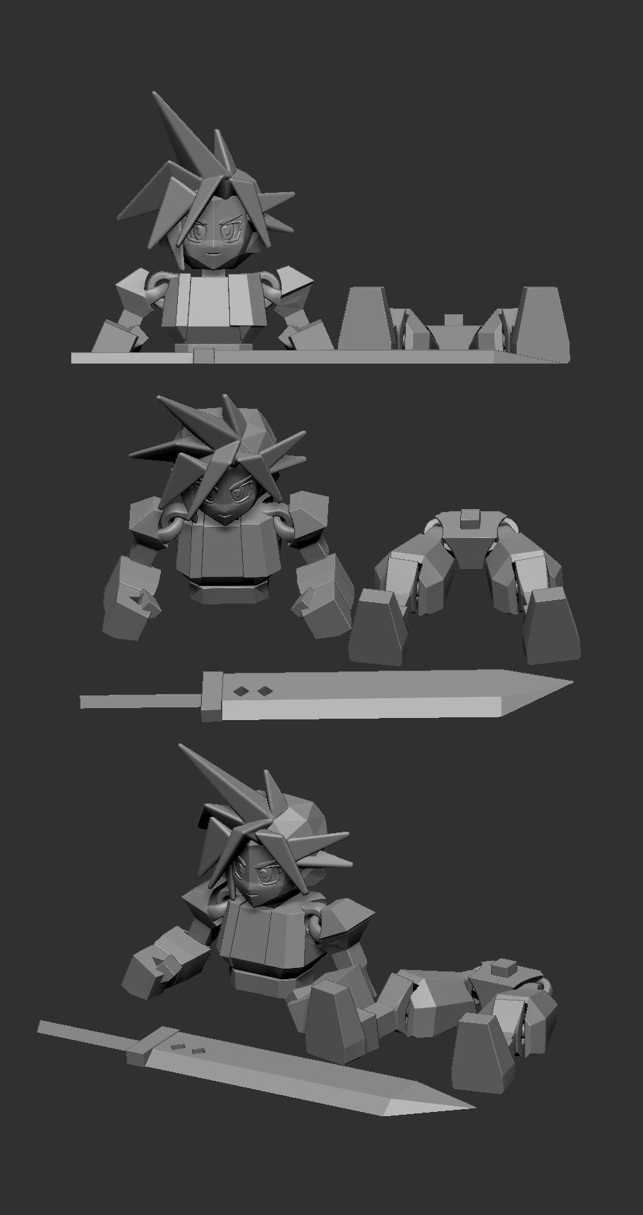 Flexi Low Poly Cloud Strife Flexi 3d model