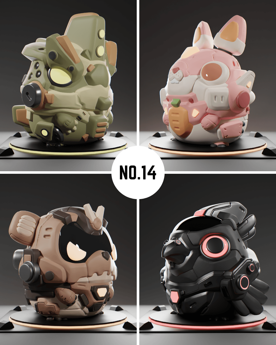 Grumpii 3D Printable Art Toy - Chubbii Series - Set 14 3d model