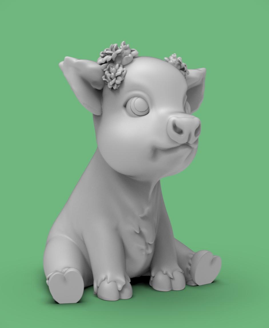 Cute Flower Cow 3d model