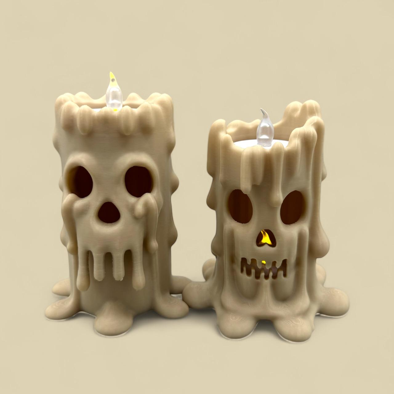 Spooky Melting Skull Candles –  Halloween Decor Tea Light Candles 3d model