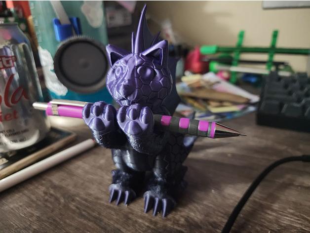 Katie, the Sea Kitty Kaiju Pen Holder (Supportless) 3d model