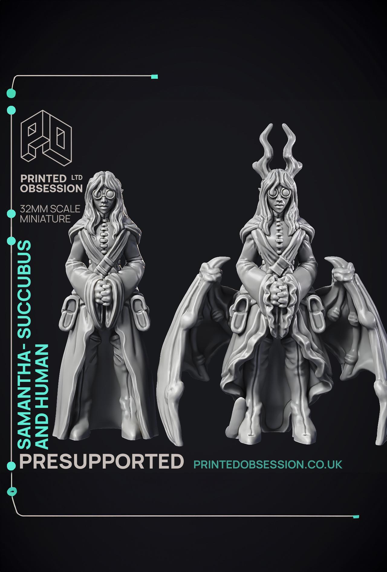 Succubus & Human 'Samantha' - 2 Models - PRESUPPORTED - Hell Hath No Fury - 32mm scale  3d model