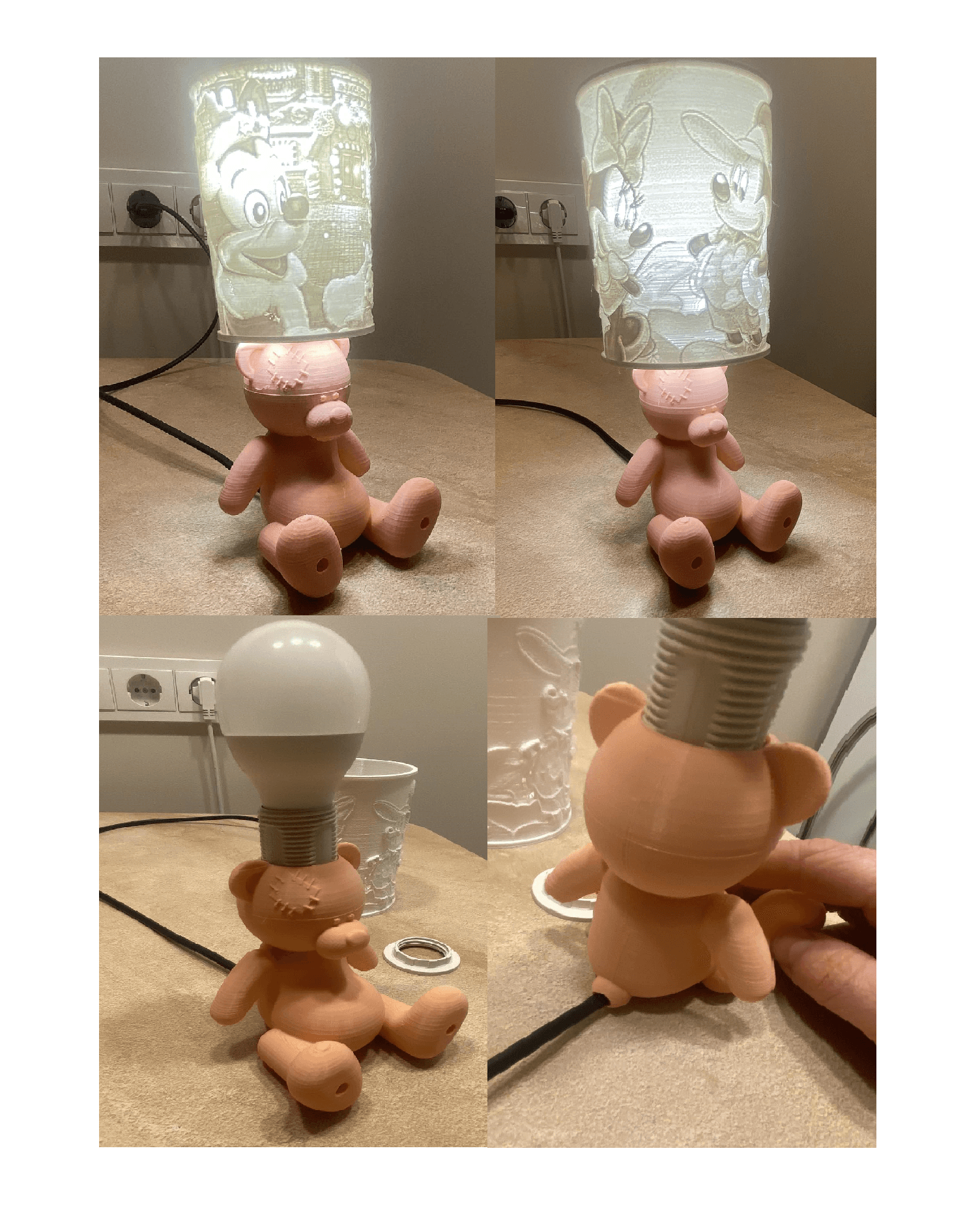 Teddy bear lithophane lamp commercial use license 3d model