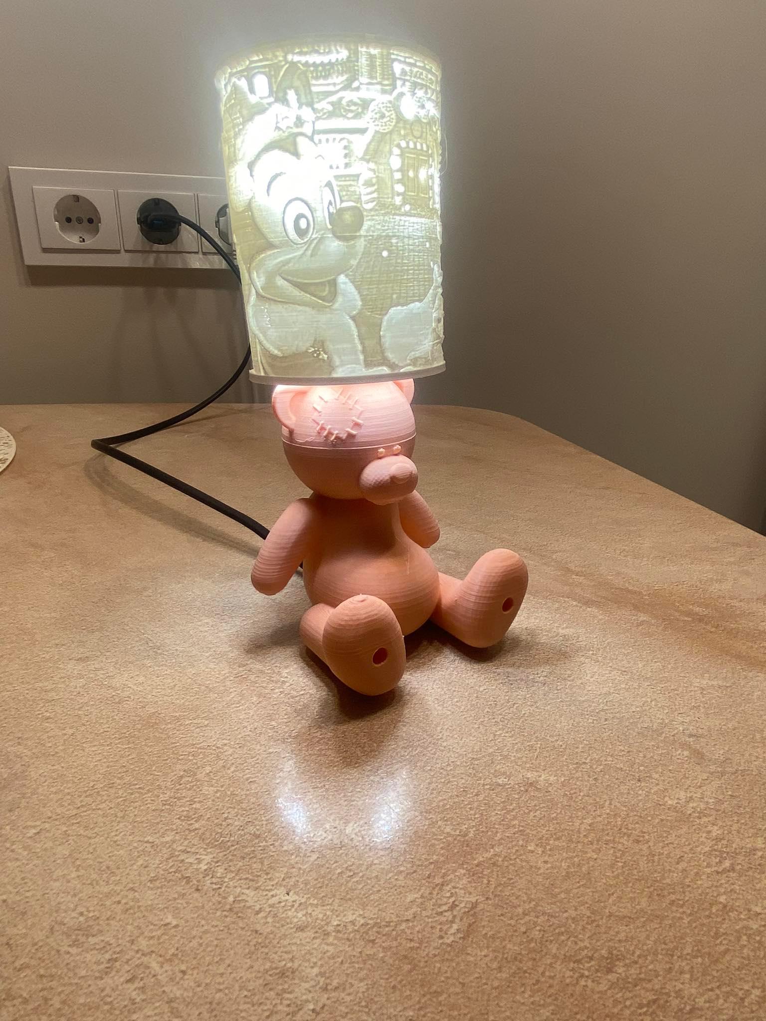 Teddy bear lithophane lamp commercial use license 3d model