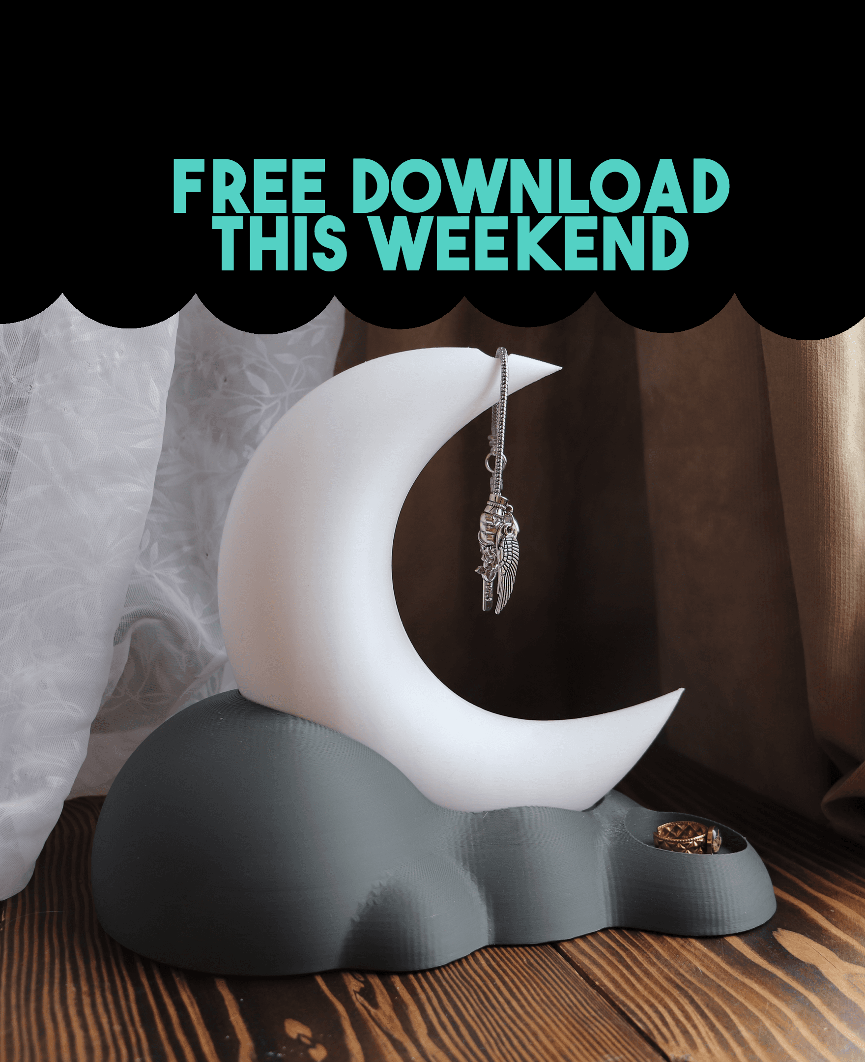 Moon Crescent Jewelry Holder 3d model