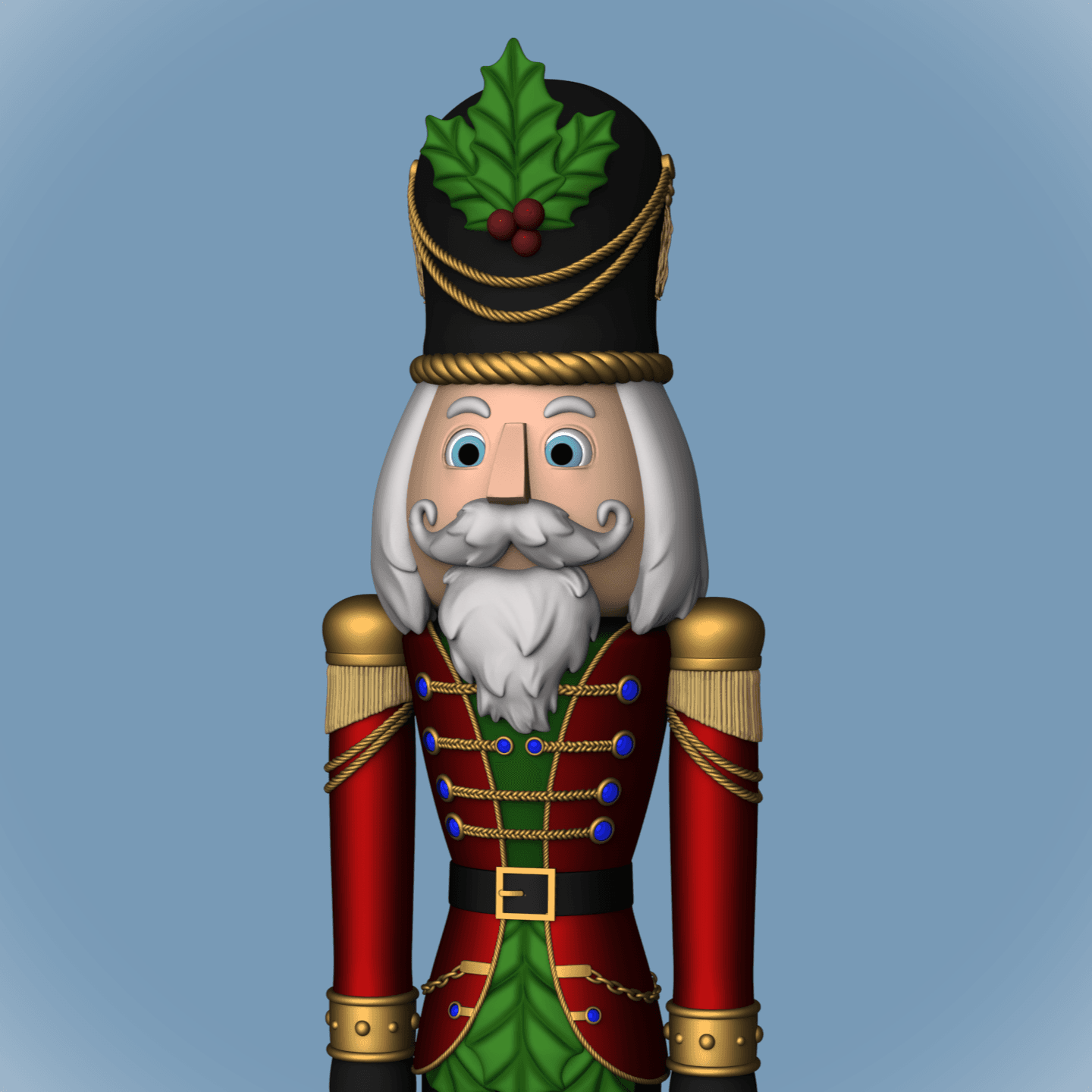 Holly Berry Nutcracker -Split *SUPPORT FREE* 3d model