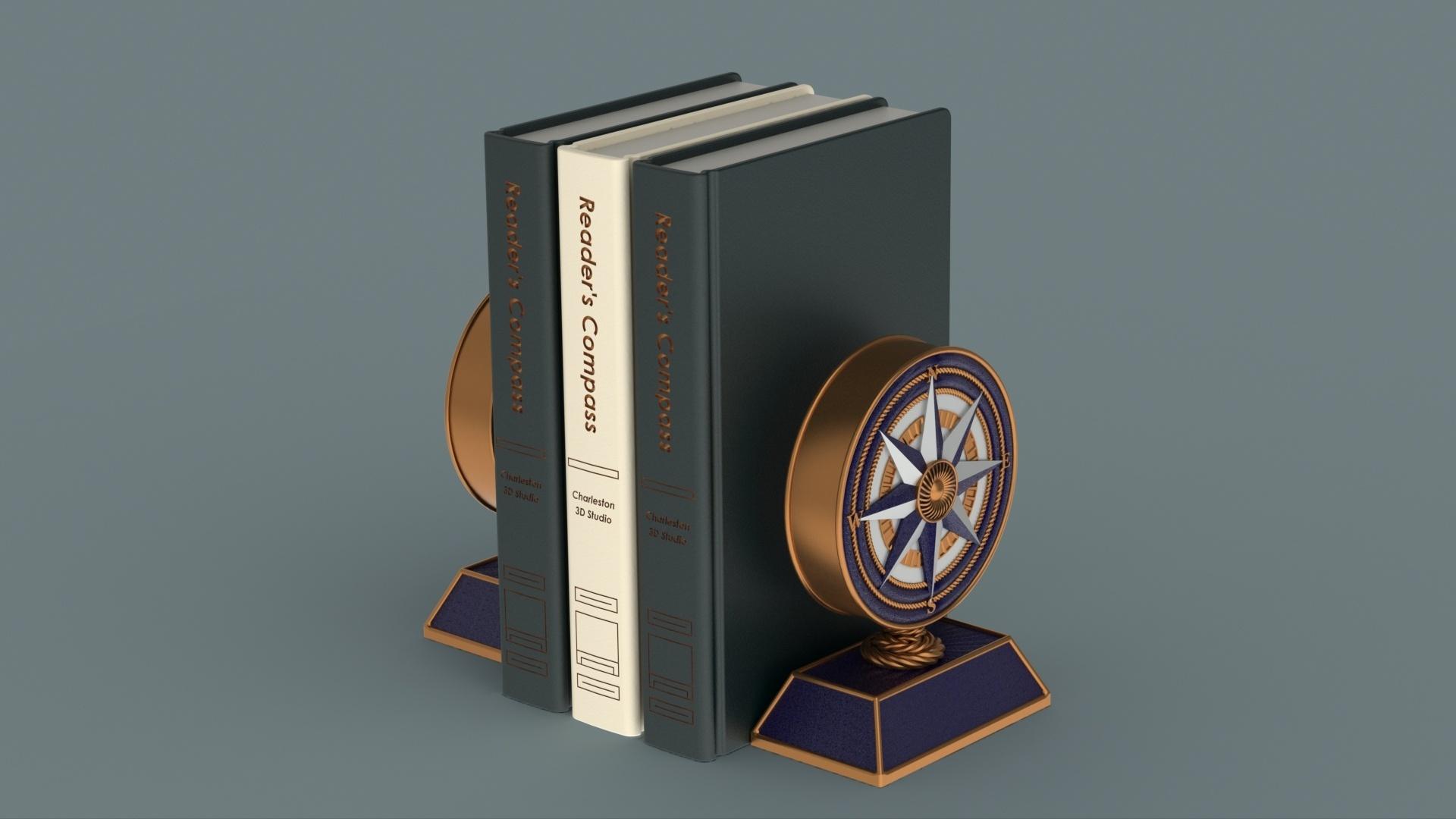 Reader's Compass ~ Bookends - Reader’s Compass ~ the perfect bookend for avid readers that get lost in their books 🧭📚 - 3d model