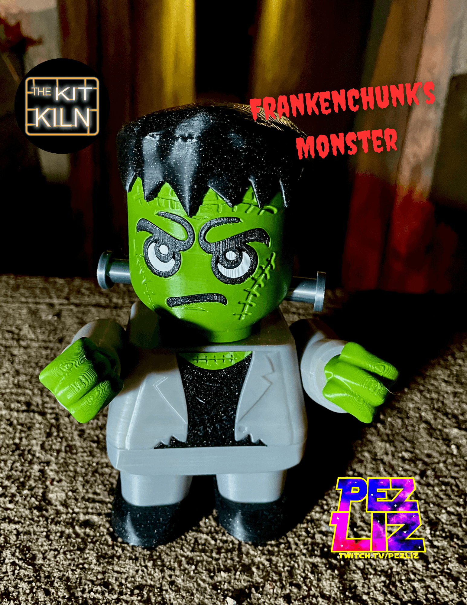 Frankenchunk's Monster Kit (No Support, No AMS, No Glue) - Taken in my creepy alley! Polymaker Jungle Green, Galaxy Black, Cotton White and Translucent Grey Panchroma PLA - 3d model