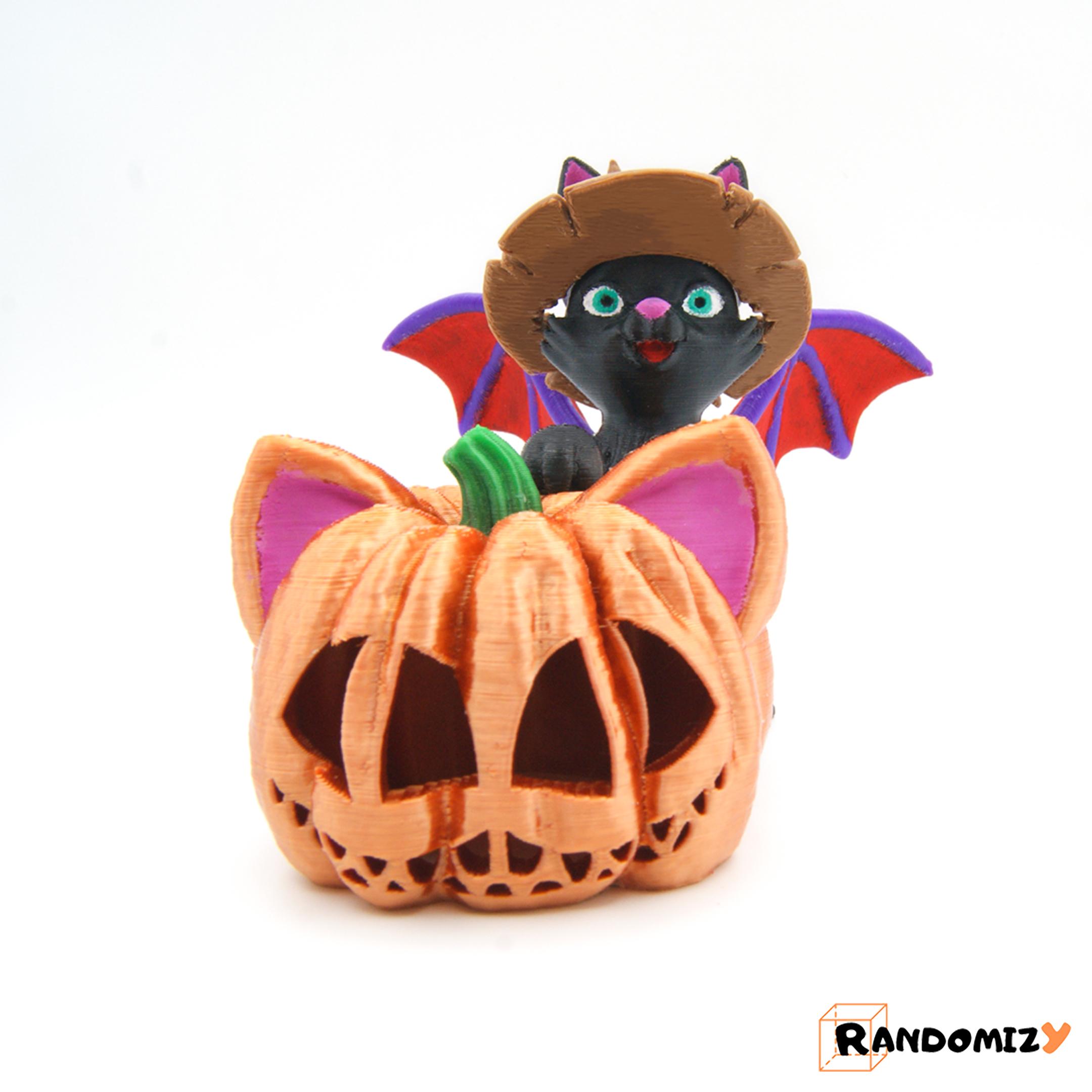  Cat on a Pumpkin (Halloween Version)  3d model