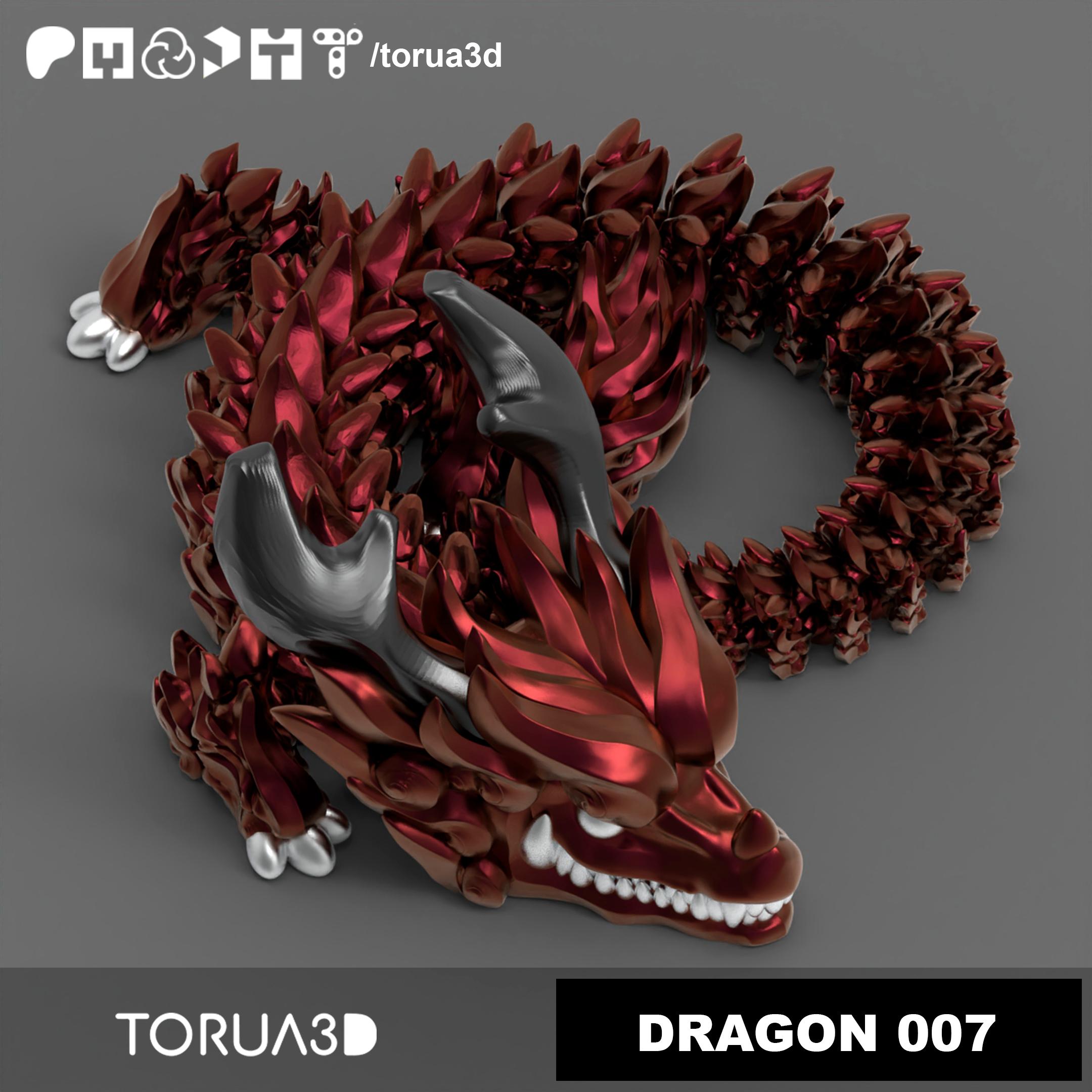 Articulated Dragon 007 - Print in place - No supports - Free - STL 3d model