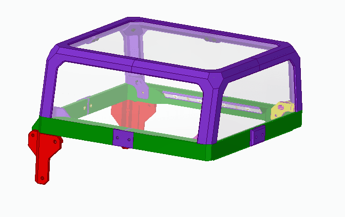 Improved Hinged Voron V0.1 Top-hat with LED holders  3d model