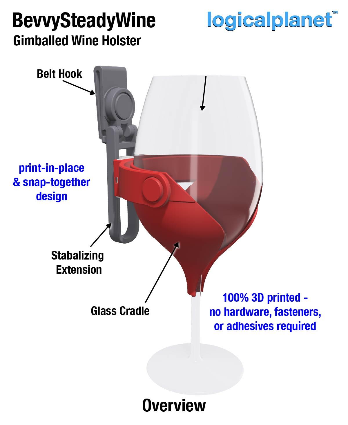 BevvySteady Wine - Gimballed Wine Glass Holder 3d model