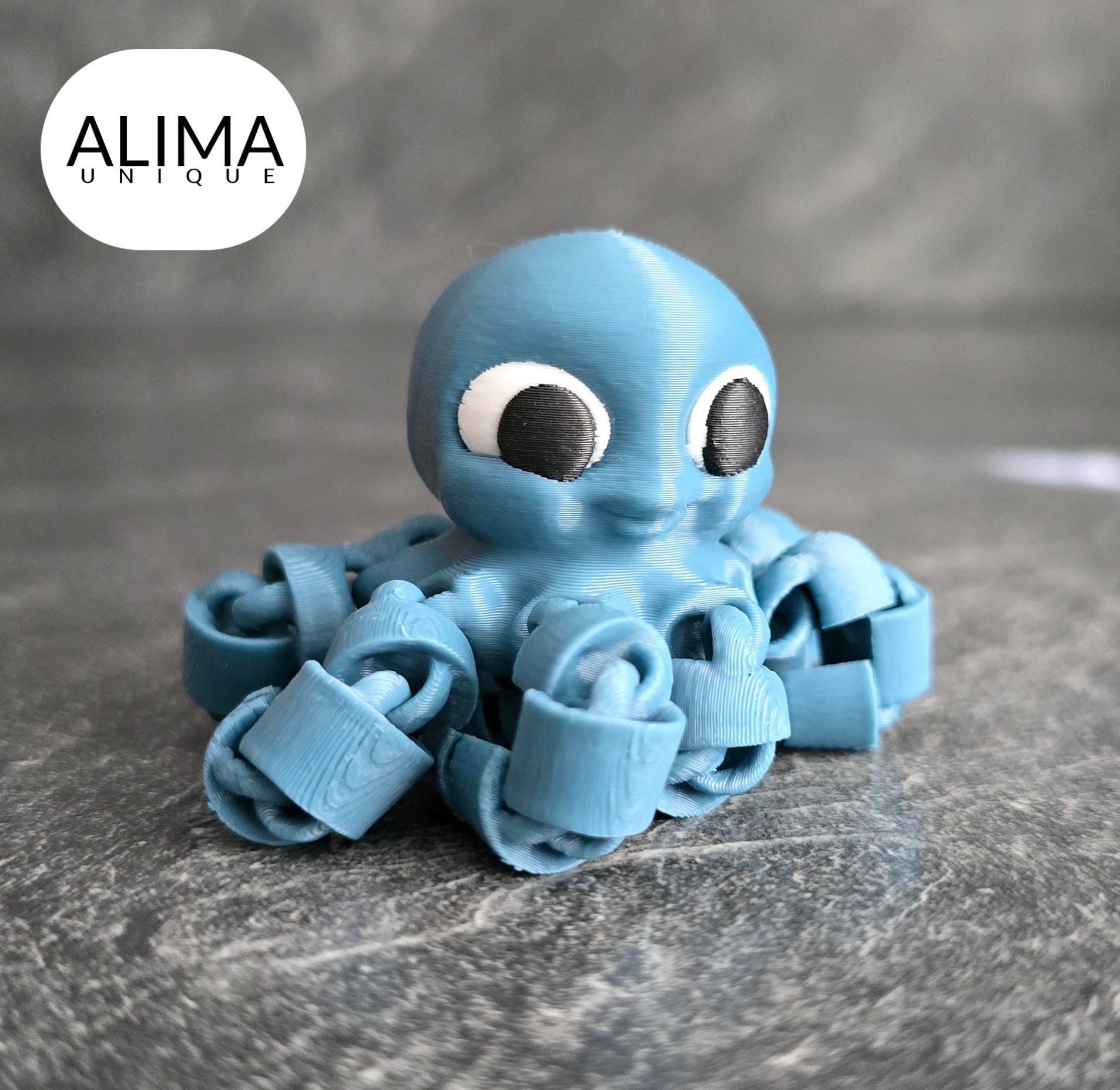 flexi baby octopus + keychain + separated parts 3d model