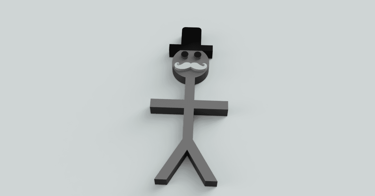 TPU Mustache Stick Man - TPU and PLA Test Print 3d model