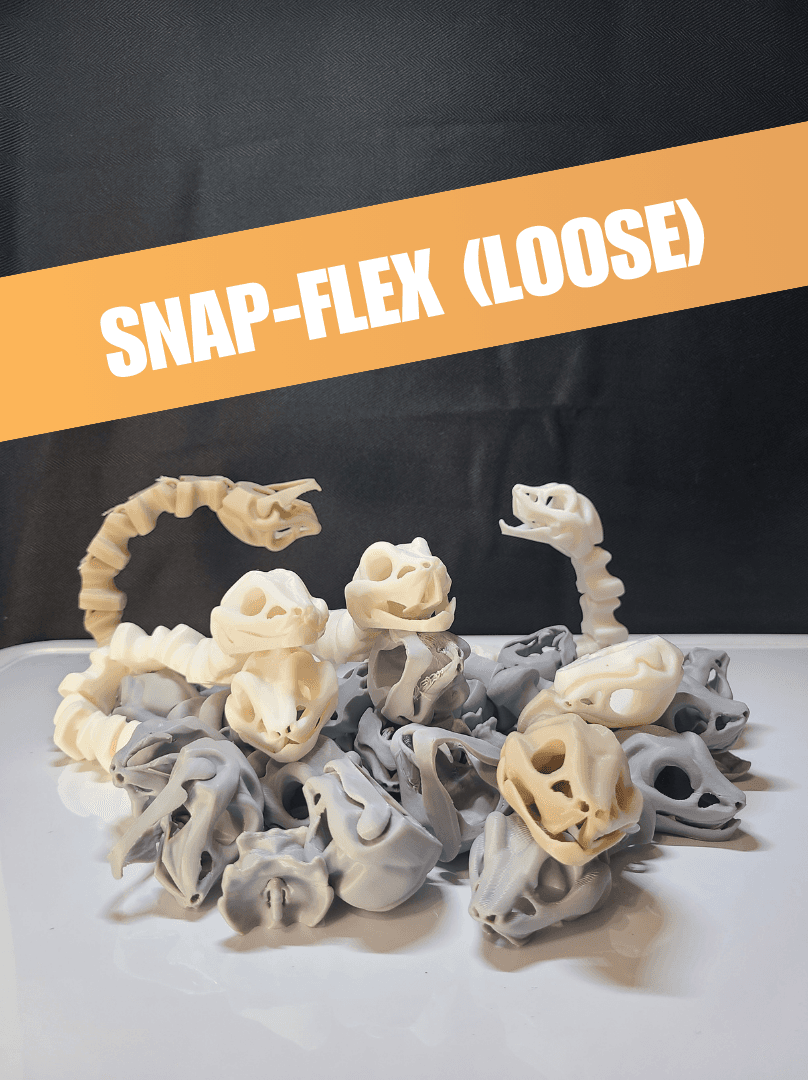 Round-Eyed Bone Snake (Loose) - Articulated Snap-Flex Fidget 3d model